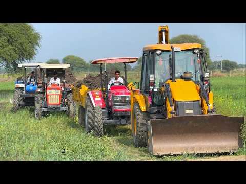 JCB 3dx Eco Xpert Loading Mud in Trolly | Swaraj 855 Fe Stuck | Mahindra NOVO 605 | New Holland 3630
