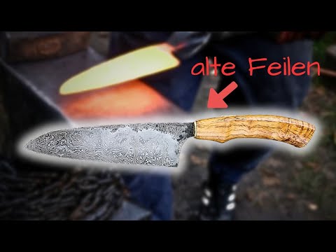 Ein DAMASTMESSER aus Feilen schmieden! #upcycling
