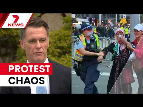'Simply unacceptable': Police condemn Sydney CBD protest clashes | 7NEWS