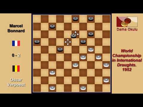 Oscar Verpoest (BEL) - Marcel Bonnard (FRA). Draughts World Championship. 1952.