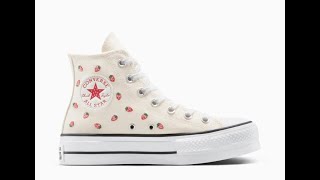 CONVERSE CHUCK TAYLOR ALL STAR LIFT PLATFORM EMBROIDERED STRAWBERRIES