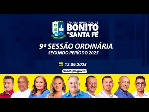 9ª Sessão Ordinária do Segundo  Período de 2025 Câmara Municipal de Bonito de Santa Fé 12-09-2025