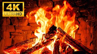 🔥 Warm Christmas 4K Fireplace at Night | Crackling Fire Sounds & Burning Logs | Fireplace Ambience