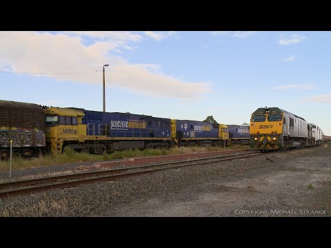 2PM5 Freight Train Crosses SSR Grain Train - PoathTV Australian Railways
