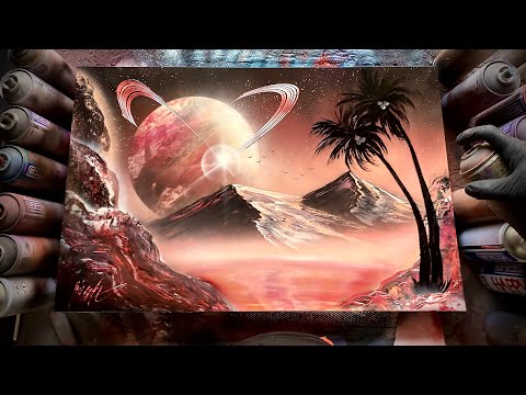 Double Ringed Saturn Bay -FULL TUTORIAL - SPRAY PAINT ART by Skech