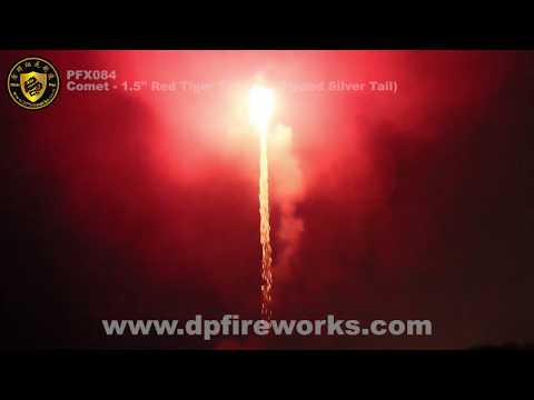 1.4G PRO FIREWORKS: COMET - 1.5" RED TIGER TAIL (RED TIPPED SILVER TAIL) PFX084