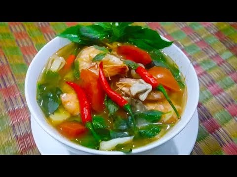 Sweet And Sour Fresh Shrimp - Somlor Chhour TongYam - Delicious Lunch Video