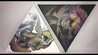 Acrylic Pour on Triangle Canvases
