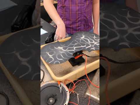 Sand on a speaker (374 KHz)