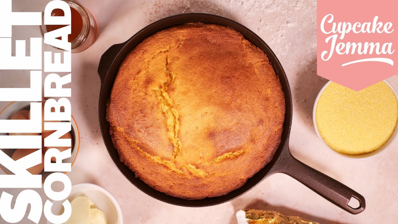 Sally's Skillet Cornbread Recipe. Light, Crumbly, Buttery and hella Corny! Cupcake Jemma Channel