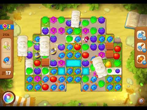 GardenScapes Level 2136 no boosters (21 moves)