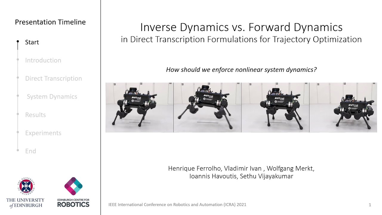 ICRA 2021 Presentation · Inverse Dynamics vs. Forward Dynamics in Direct Transcription Formulations