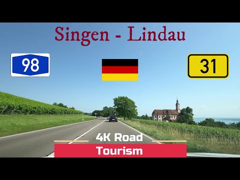 Driving Germany: A98 & B31 Singen - Lindau - 4k scenic drive Lake Constance