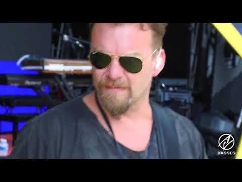 Jerry Meehan AV Basses on stage with Robbie Williams on tour 2017