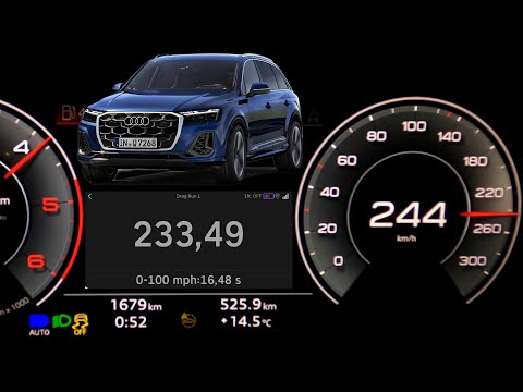 2024 Audi Q7 50 TDI 210 kW acceleration 0-60 mph 0-100 km/h 100-200 top max speed GPS drag 1/4 mile