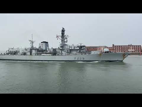 HMS Lancaster arrives home in Portsmouth