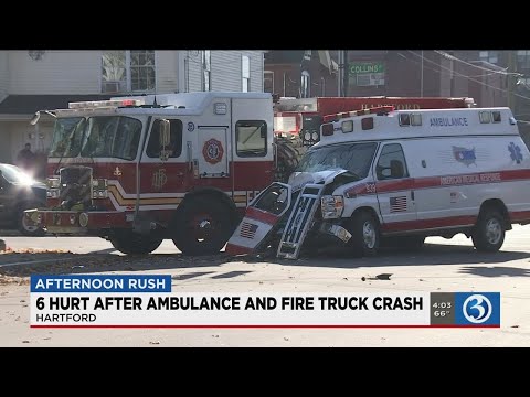Video: Six injured in ambulance, fire truck crash
