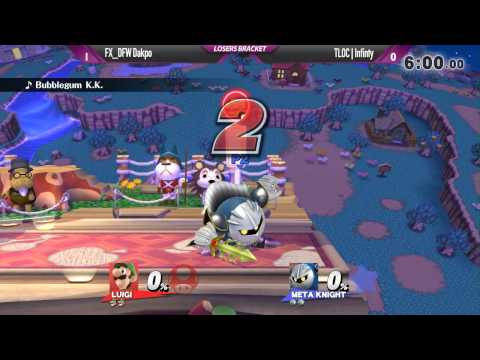 Shockwave 15 Smash 4 - FX DFW Dakpo (Luigi) vs TLOC Infinity (Diddy, Meta Knight) - Losers Bracket
