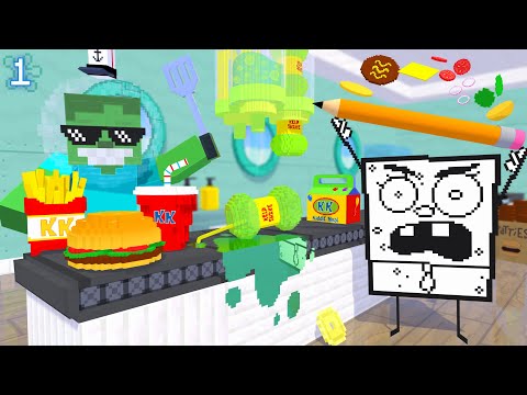 🍔 Work At Bikini Bottom Krusty Krab Place - Minecraft Animation