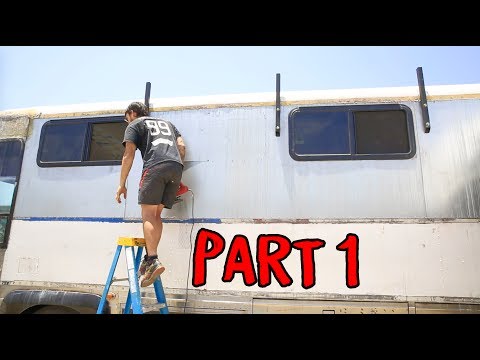 #48 Bus Conversion into Tiny House: Full explanation of window install Pt 1