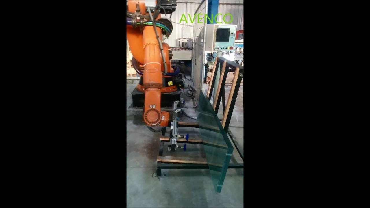 KUKA KR210 KRC2 - ROBOTLU CAM UYGULAMASI - DELİK DELME - GLASS DRILLING AND HANDLING