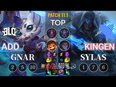 BLG ADD Gnar vs DRX Kingen Sylas Top - KR Patch 11.1
