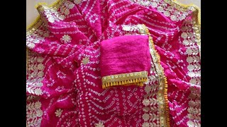 Art silk Bandhani Monochrome sarees with Beautiful Gota Patti Work (2020)