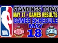 nba playoffs standings today may 17, 2024 | games results | games schedule may 18, 2024