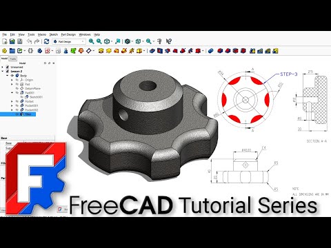 FreeCAD Beginner Course | Module 1 – Lesson 2 | Star Head handle Knob 3D Modelling for 3D Printing