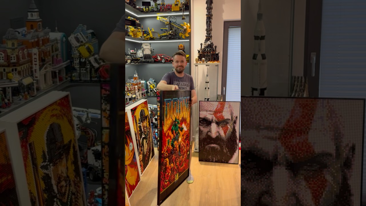 Doom Game Cover, but it’s LEGO build 🔥 #lego #legoart #doom #doomslayer #doomguy #doometernal