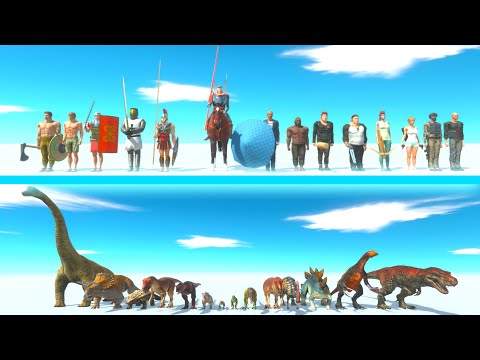 ALL HUMANS Team vs ALL DINOSAURS Team - Animal Revolt Battle Simulator ARBS