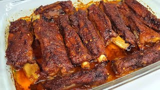 easy oven roasted ribs no sauce needed. full recipe