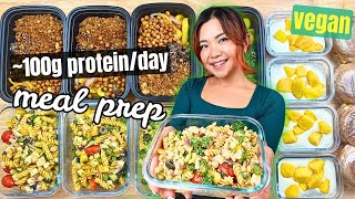 High Protein LOW CALORIE Vegan Meal Prep (~100g PROTEIN/day!) FOR BEGINNERS: weight loss friendly