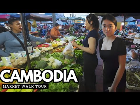 Walking Tour - This is Real Daily life of Cambodian Vendor | Inside's Phnom Penh Market life 