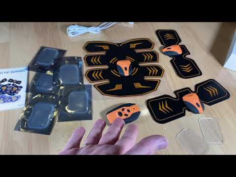 STARTO Ems Muscle Stimulator, Abs Trainer Belt Usb Rechargeable + remote unboxing and instructions