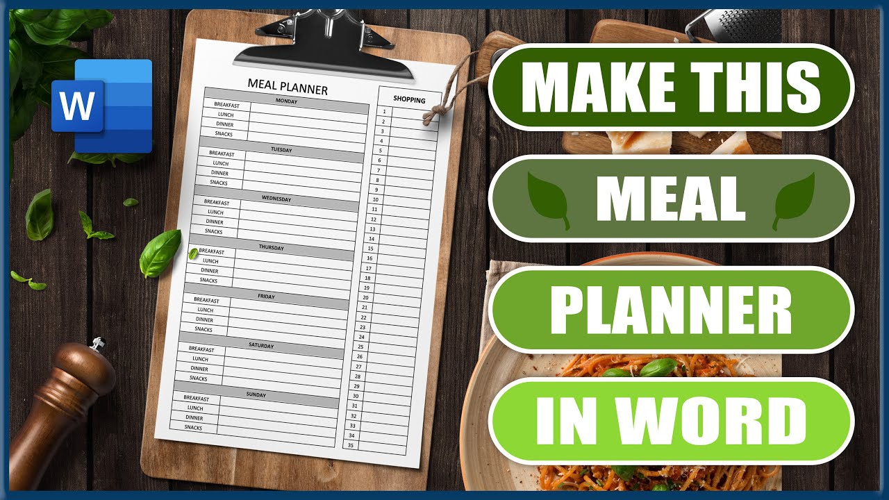 Make this MEAL PLANNER in word | Microsoft Word Tutorials