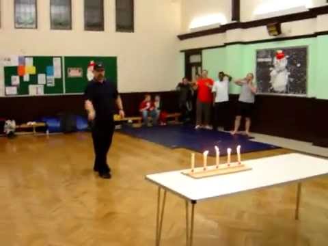 Pete Gamble whip cracking candle snuffing challenge