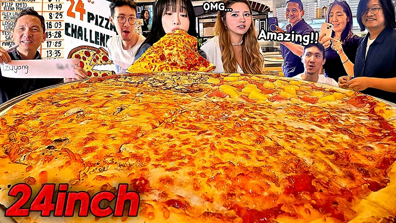 홍콩3탄) 혼자 성공자 0명?! 다먹으면 공짜🔥 둘이서 도전하는 초대왕피자 최초로 혼자서 도전했습니다