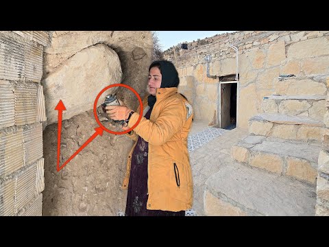 The nomadic lady's efficient tool:Removing a large rock from a magical cave