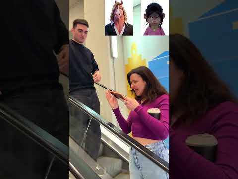 Girl snatch phone on escalator