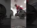 Raw DEADLIFT no lifting chalk STRAPS 405 lbs × 20 reps No Bounce