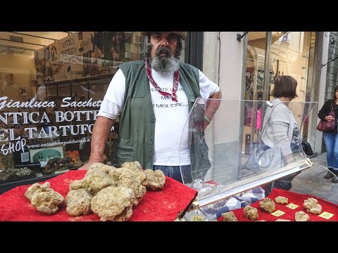 Buying White Truffles on the Road. Alba, Langhe, Italy