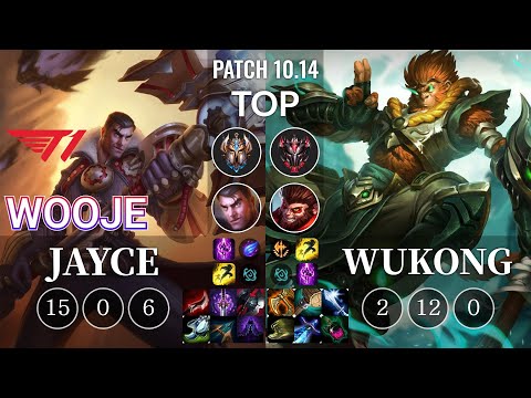 T1 Wooje Jayce vs Wukong Top - KR Patch 10.14