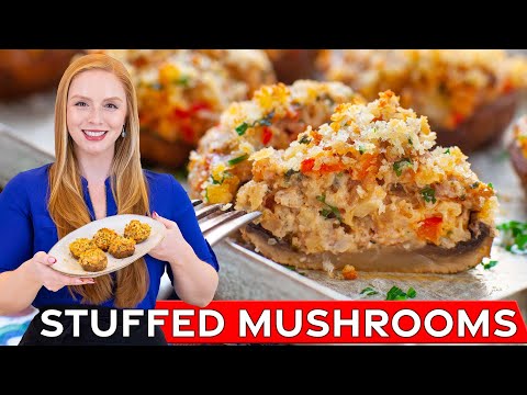 Easy Cheese & Sausage Stuffed Mushrooms Recipe - perfect for parties!
