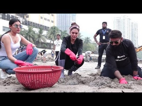 Esha Gupta along a few celebrities marked the 100th week of beach clean-up at Dadar Beach