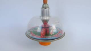 Vintage Soviet Russian USSR Old Spinning Top Tin Toy for Kids Children Working