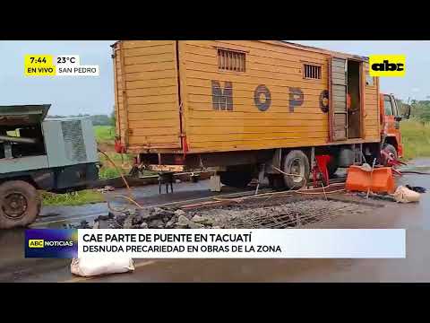 Cae parte de puente en Tacuatí