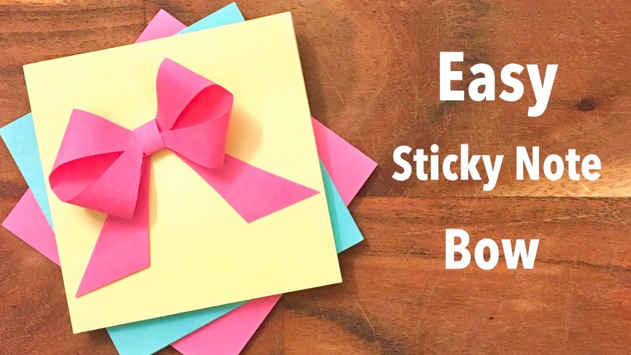 How to Make a Ribbon out of Sticky Note Paper - Paper Bow Tutorial - DIY Easy Paper Craft - Origami