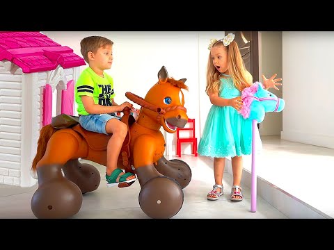 , title : 'Diana brinca com cavalos de brinquedo'
