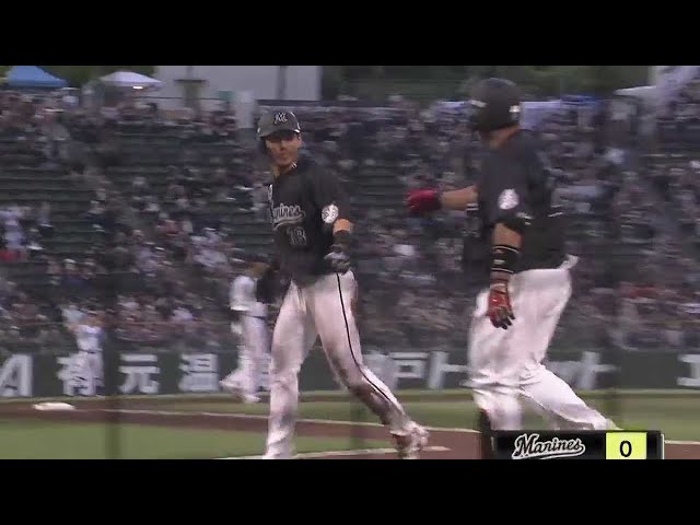 【4回表】好走塁!! マリーンズ・高部瑛斗が内野フライで本塁生還!! 2022年7月9日 オリックス・バファローズ 対 千葉ロッテマリーンズ